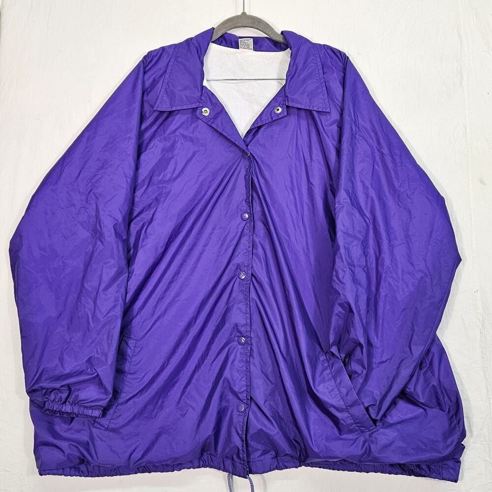 Vintage Windbreaker Coat Womens 4X Plus Purple Lined Full Zip 7-7901-7